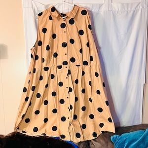 Sz 4x Who What Wear Carmel with polka dots collard shirt swing dress